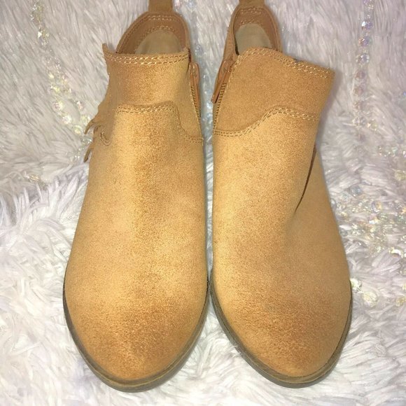 Lucky Brand Shoes - Lucky Brand Bootie Honey Brown Fringe Suede 5.5